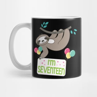 Cute Sloth On Tree I'm Seventeen Years Old Born 2003 Happy Birthday To Me 17 Years Old Mug